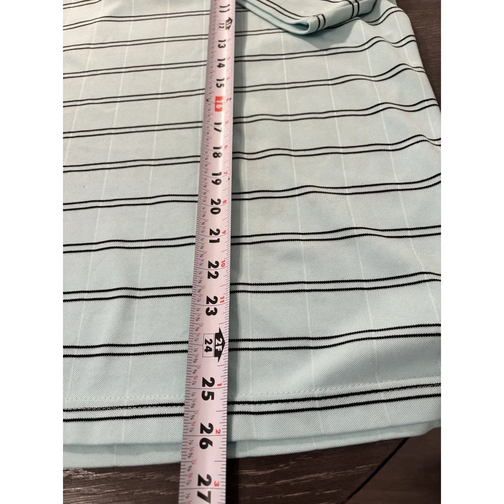 PGA Tour Mens Short Sleeve Polo Shirt‎ Gray Large  Striped